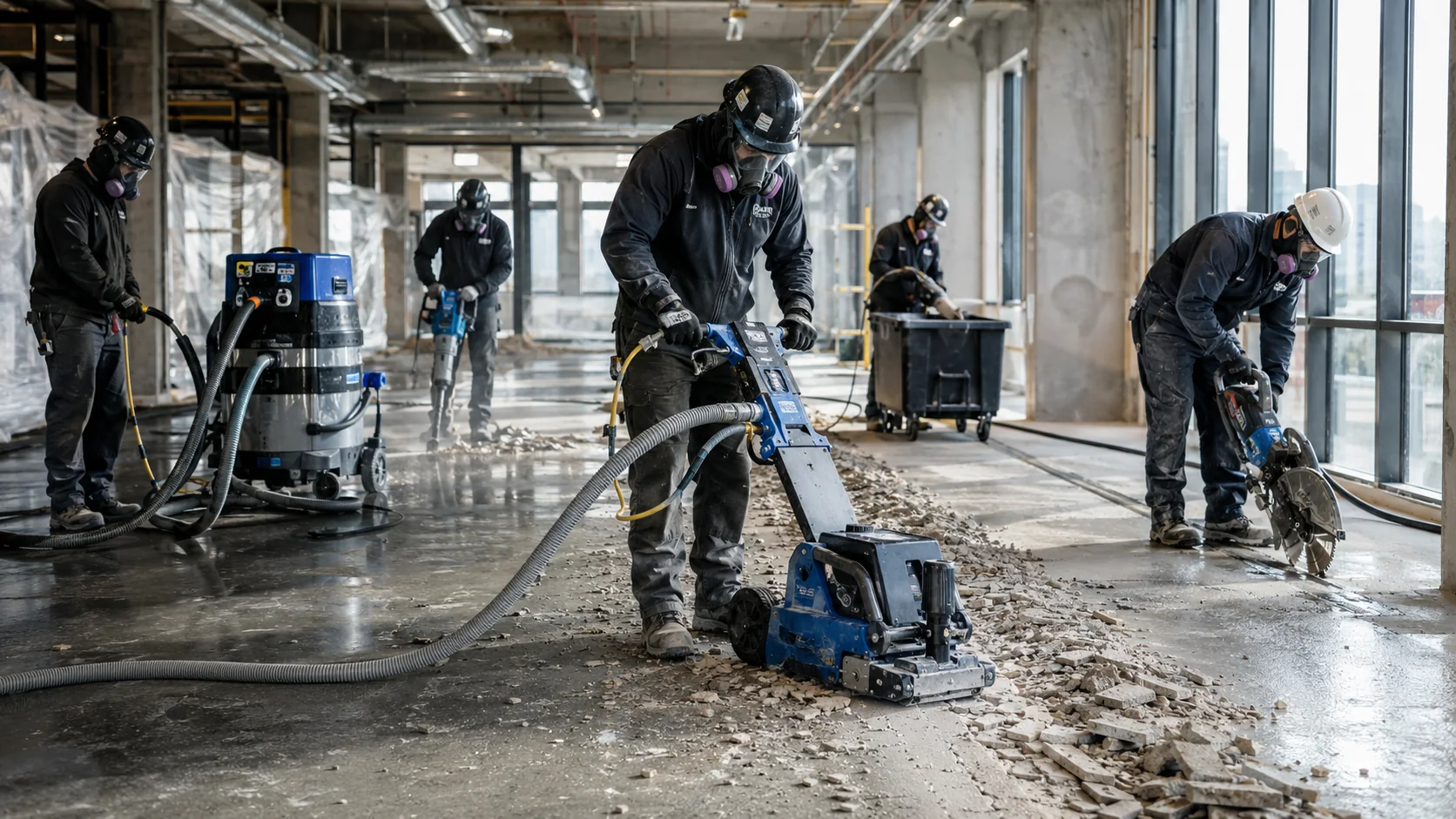 Modern professional demolition equipment in use